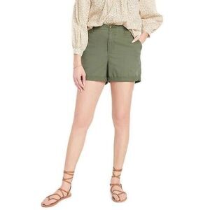 Old Navy Shorts Woman L Green Alpine Tundra High-Waisted OGC Pull-On Chino5-inch